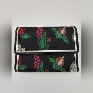 Braccialini Black Embroidered Flower Wallet